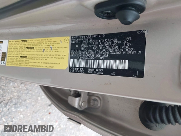 2006 Lexus RX 400h with VIN JTJHW31U060004642, listed as a IAAI auction lot 42207589 with 158,506 mi miles and . Bid and sale history available at DreamBid. Image 9.