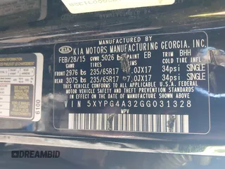 2016 Kia Sorento LX with VIN 5XYPG4A32GG031328, listed as a IAAI auction lot 41890459 with 158,475 mi miles. Bid and sale history available at carsss.com. Image 9.