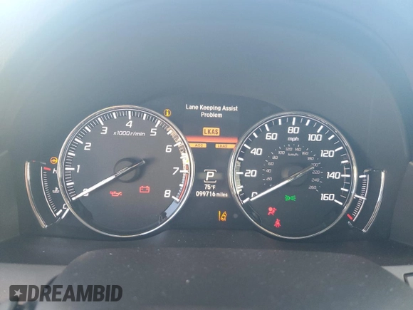 2016 Acura RLX Tech Pkg with VIN JH4KC1F59GC000451, listed as a Copart auction lot 74186364 with 99,716 mi miles and Salvage Title. Bid and sale history available at carsss.com. Image 9.