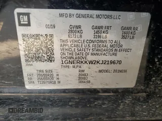 2019 Chevrolet Traverse Premier with VIN 1GNERKKW2KJ219670, listed as a Copart auction lot 50289295 with 58,055 mi miles and Salvage Title. Bid and sale history available at carsss.com. Image 14.