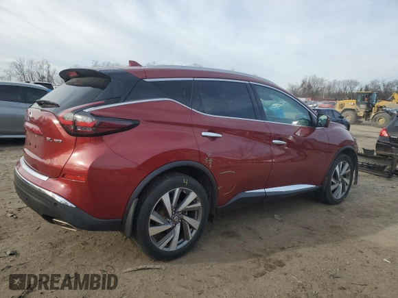 2019 Nissan Murano SL with VIN 5N1AZ2MS6KN116807, listed as a Copart auction lot 45186695 with 24,280 mi miles and Salvage Title. Bid and sale history available at DreamBid. Image 3.