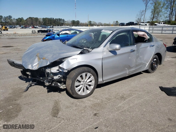 2014 Honda Accord Sedan EX-L with VIN 1HGCR2F80EA303102, listed as a Copart auction lot 50865225 with 120,060 mi miles and Salvage Title. Bid and sale history available at carsss.com. Image 1.