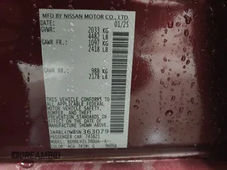 2025 Nissan Altima SV with VIN 1N4BL4DW8SN363079, listed as a IAAI auction lot 42058216 with 1,187 mi miles and . Bid and sale history available at DreamBid. Image 9.