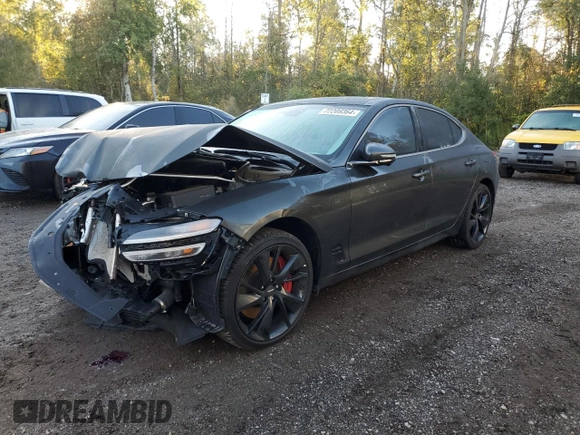 2023 Genesis G70 3.3T with VIN KMTG54TE0PU128774, listed as a Copart auction lot 72209364 with 14,186 mi miles and Salvage Title. Bid and sale history available at carsss.com. Image 2.