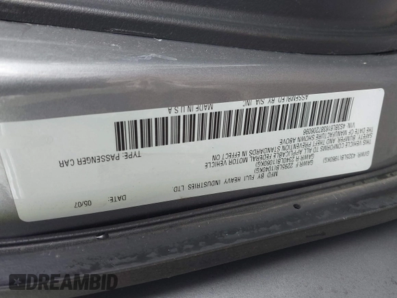 2008 Subaru Legacy (Natl) Special Edition with VIN 4S3BL616387206096, listed as a IAAI auction lot 41569388 with 211,326 mi miles. Bid and sale history available at carsss.com. Image 9.