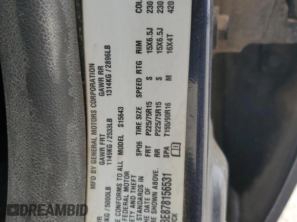 2007 GMC Canyon SLE1 with VIN 1GTCS13E878156531, listed as a Copart auction lot 86451574 with 265,368 mi miles and Clean title. Bid and sale history available at DreamBid. Image 12.