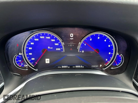 2019 BMW 7 Series 740i xDrive with VIN WBA7E4C55KGV28722, listed as a Copart auction lot 64955445 with 94,901 mi miles and Clean title. Bid and sale history available at DreamBid. Image 9.