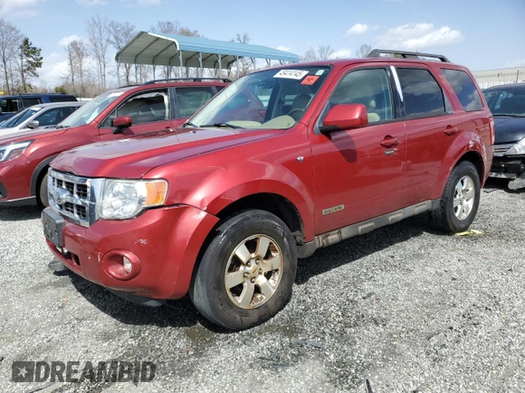 2008 Ford Escape Limited with VIN 1FMCU94108KA13979, listed as a Copart auction lot 49414145 with 93,269 mi miles and Salvage Title. Bid and sale history available at carsss.com. Image 1.