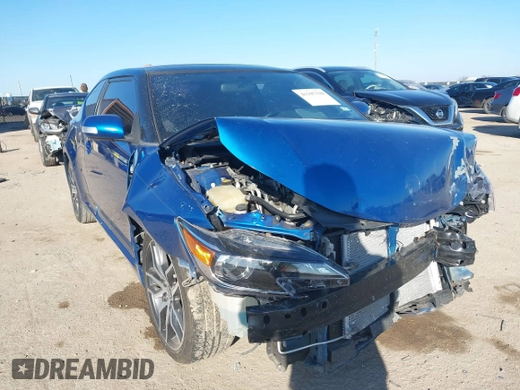 2014 Scion tC with VIN JTKJF5C78E3079618, listed as a IAAI auction lot 41107330 with 112,105 mi miles. Bid and sale history available at carsss.com. Image 1.