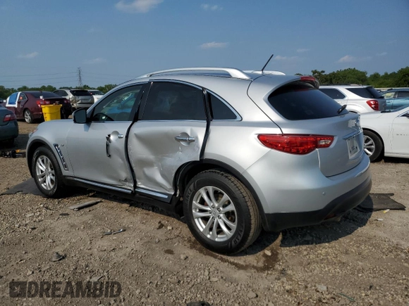 2014 Infiniti QX70 with VIN JN8CS1MW8EM411680, listed as a Copart auction lot 60350065 with 124,245 mi miles and Salvage title. Bid and sale history available at DreamBid. Image 2.