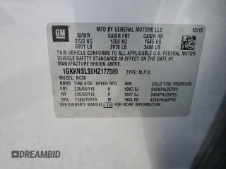2017 GMC Acadia SLE with VIN 1GKKNSLS6HZ177585, listed as a Copart auction lot 64128815 with 27,360 mi miles and Salvage title. Bid and sale history available at DreamBid. Image 13.