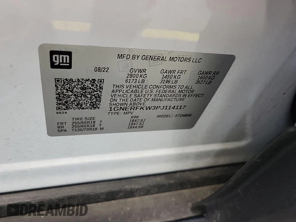 2023 Chevrolet Traverse LS with VIN 1GNERFKW3PJ114117, listed as a IAAI auction lot 42132370 with 71,051 mi miles and . Bid and sale history available at DreamBid. Image 1.