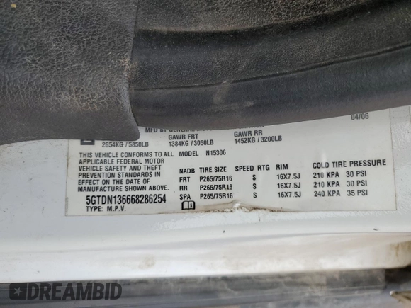 2006 Hummer H3 with VIN 5GTDN136668286254, listed as a Copart auction lot 70252514 with 112,987 mi miles and Salvage Title. Bid and sale history available at carsss.com. Image 13.