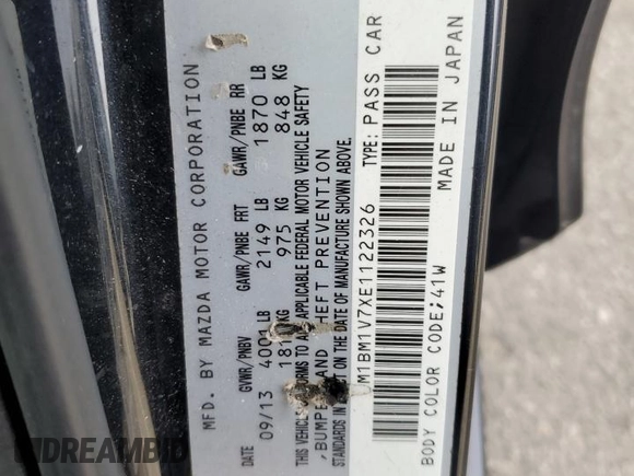 2014 Mazda 3 i Touring z VIN JM1BM1V7XE1122326, wystawiony jako Copart lot #86185154 z przebiegiem 100 067 mil mil oraz Szkoda całkowita • Salvage title. Historia ofert i sprzedaży dostępna na DreamBid. Obrazek 12.