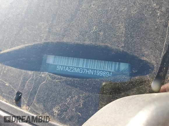 2017 Nissan Murano S with VIN 5N1AZ2MG7HN199894, listed as a Copart auction lot 52397785 with 49,930 mi miles and Salvage Title. Bid and sale history available at carsss.com. Image 15.