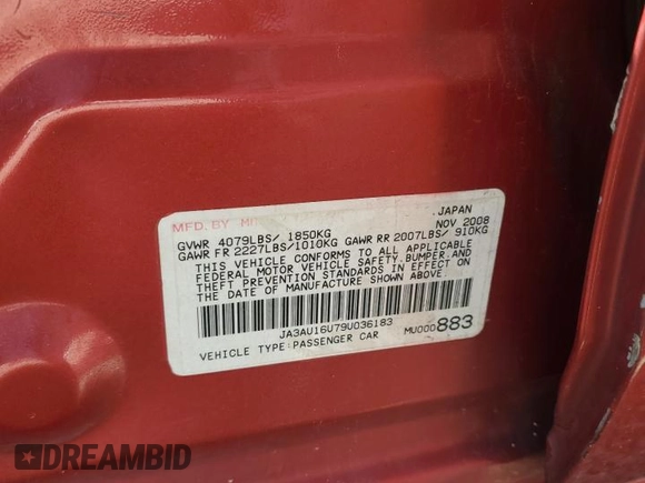 2009 Mitsubishi Lancer DE with VIN JA3AU16U79U036183, listed as a Copart auction lot 50764495 with 240,807 mi miles and Salvage Title. Bid and sale history available at carsss.com. Image 14.