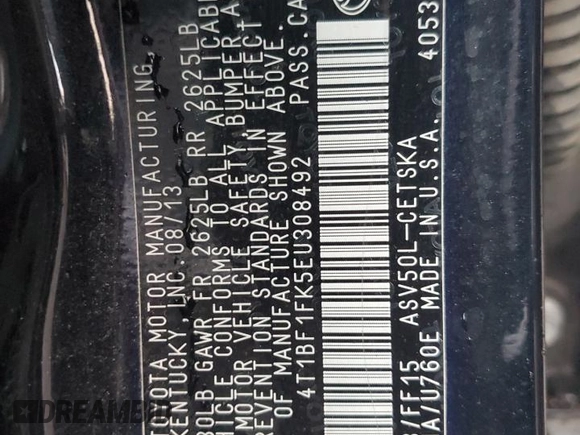 2014 Toyota Camry L with VIN 4T1BF1FK5EU308492, listed as a Copart auction lot 46823555 with 164,716 mi miles and Salvage Title. Bid and sale history available at carsss.com. Image 15.