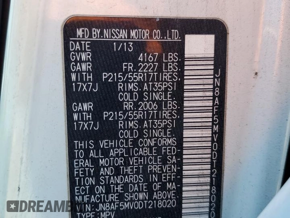 2013 Nissan Juke SV with VIN JN8AF5MV0DT218020, listed as a Copart auction lot 48515025 with 155,763 mi miles and Salvage Title. Bid and sale history available at carsss.com. Image 14.