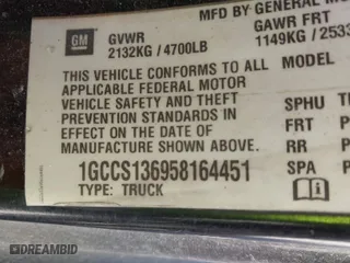2005 Chevrolet Colorado 1SB LS Z85 with VIN 1GCCS136958164451, listed as a IAAI auction lot 41772973 with 217,108 mi miles. Bid and sale history available at carsss.com. Image 9.