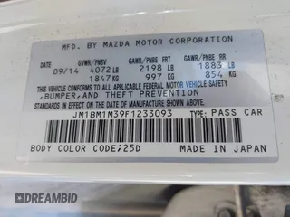2015 Mazda 3 S Grand Touring with VIN JM1BM1M39F1233093, listed as a IAAI auction lot 42245609 with 137,487 mi miles and . Bid and sale history available at DreamBid. Image 9.