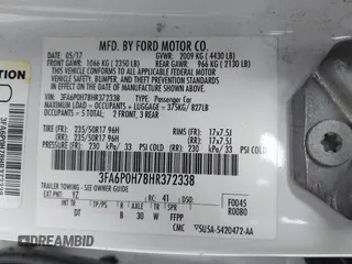2017 Ford Fusion SE with VIN 3FA6P0H78HR372338, listed as a IAAI auction lot 41919442 with 78,979 mi miles. Bid and sale history available at carsss.com. Image 9.
