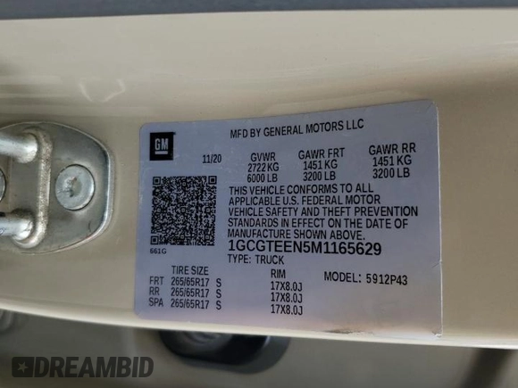 2021 Chevrolet Colorado 4WD ZR2 z VIN 1GCGTEEN5M1165629, wystawiony jako Copart lot #66216665 z przebiegiem 65 579 mil mil oraz Szkoda całkowita • Salvage title. Historia ofert i sprzedaży dostępna na DreamBid. Obrazek 13.