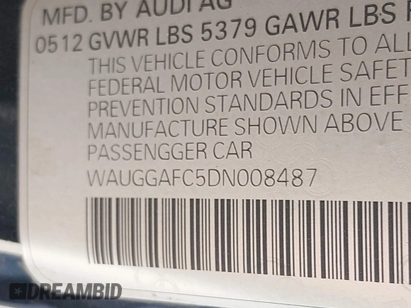 2013 Audi A6 3.0T Premium Plus with VIN WAUGGAFC5DN008487, listed as a IAAI auction lot 42043992 with 168,849 mi miles. Bid and sale history available at carsss.com. Image 9.