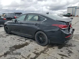 2018 Genesis G80 3.3T Sport with VIN KMHGN4JB0JU219098, listed as a Copart auction lot 46802975 with 134,690 mi miles and Salvage Title. Bid and sale history available at carsss.com. Image 2.