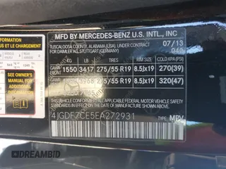 2014 Mercedes-Benz GL-Class GL 450 with VIN 4JGDF7CE5EA272931, listed as a Copart auction lot 49747615 with 108,643 mi miles and Clean Title. Bid and sale history available at carsss.com. Image 13.