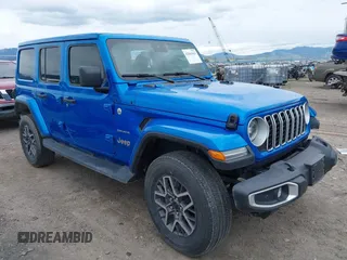 2024 Jeep Wrangler Sahara with VIN 1C4PJXEG0RW344058, listed as a IAAI auction lot 42261013 with 20,040 mi miles and . Bid and sale history available at DreamBid. Image 1.