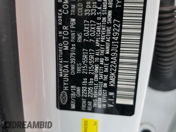 2018 Hyundai Kona SEL with VIN KM8K22AA9JU149227, listed as a Copart auction lot 43161003 with 73,046 mi miles. Bid and sale history available at carsss.com. Image 12.