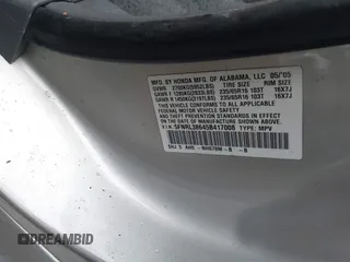 2005 Honda Odyssey EX-L with VIN 5FNRL38645B417008, listed as a IAAI auction lot 41870386 with Not Provided miles and . Bid and sale history available at carsss.com. Image 9.