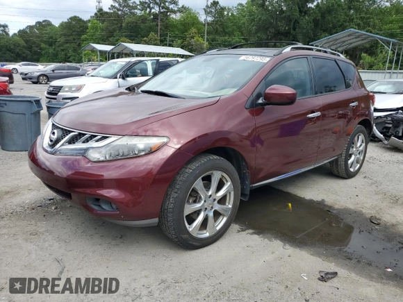 2012 Nissan Murano S with VIN JN8AZ1MU6CW108593, listed as a Copart auction lot 56797295 with 117,559 mi miles and Salvage title. Bid and sale history available at DreamBid. Image 1.