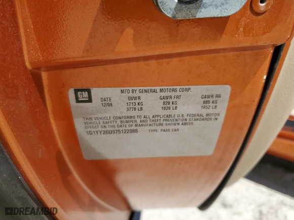 2007 Chevrolet Corvette with VIN 1G1YY26U975122086, listed as a Copart auction lot 49372735 with 173,238 mi miles and Salvage Title. Bid and sale history available at carsss.com. Image 14.