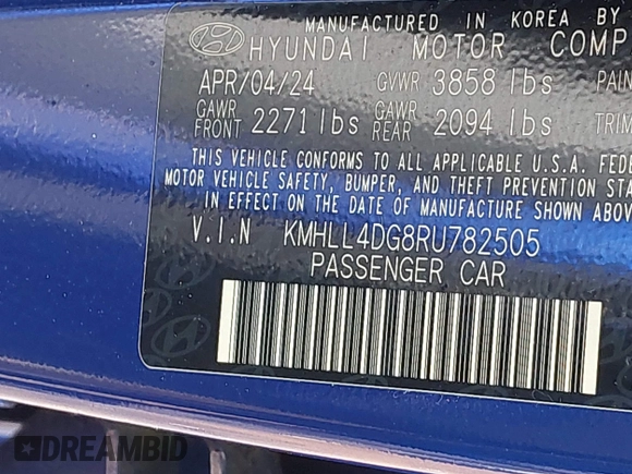2024 Hyundai Elantra SE z VIN KMHLL4DG8RU782505, wystawiony jako IAAI lot #41934014 z przebiegiem 21 137 mil mil oraz . Historia ofert i sprzedaży dostępna na DreamBid. Obrazek 9.