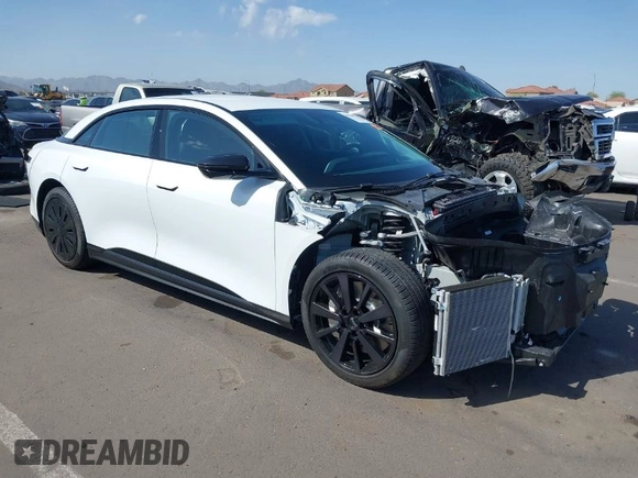 2025 Lucid Air Pure with VIN 50EA1PGA7SA001096, listed as a IAAI auction lot 41950025 with 3,502 mi miles. Bid and sale history available at carsss.com. Image 1.