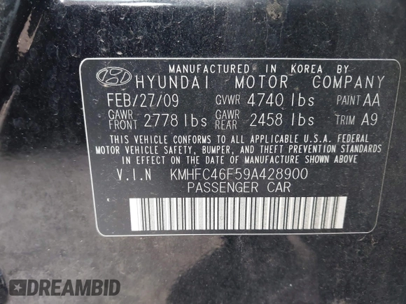 2009 Hyundai Azera Limited z VIN KMHFC46F59A428900, wystawiony jako IAAI lot #41234438 z przebiegiem 258 219 mil mil oraz . Historia ofert i sprzedaży dostępna na DreamBid. Obrazek 9.