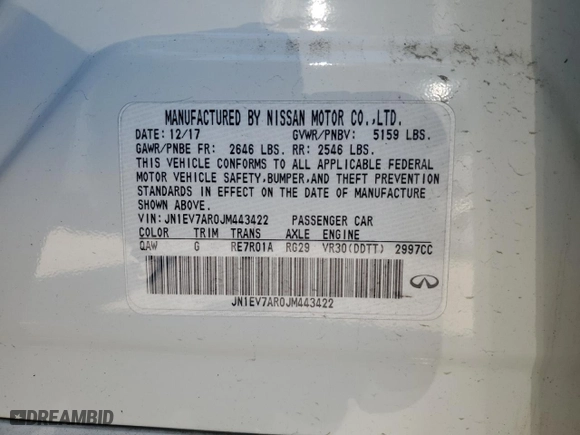 2018 Infiniti Q50 3.0t SPORT with VIN JN1EV7AR0JM443422, listed as a Copart auction lot 44958785 with NaN miles and Salvage Title. Bid and sale history available at carsss.com. Image 12.