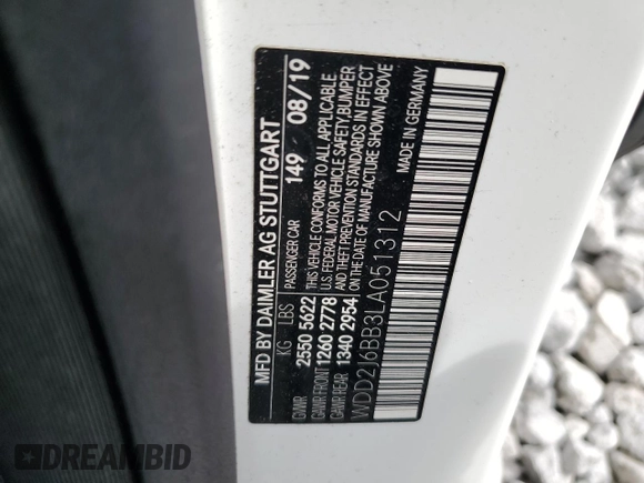2020 Mercedes-Benz CLS with VIN WDD2J6BB3LA051312, listed as a Copart auction lot 58808274 with 40,680 mi miles and Salvage Title. Bid and sale history available at carsss.com. Image 13.
