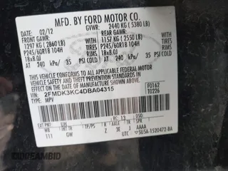 2013 Ford Edge Limited with VIN 2FMDK3KC4DBA04315, listed as a IAAI auction lot 41857709 with 177,912 mi miles. Bid and sale history available at carsss.com. Image 9.