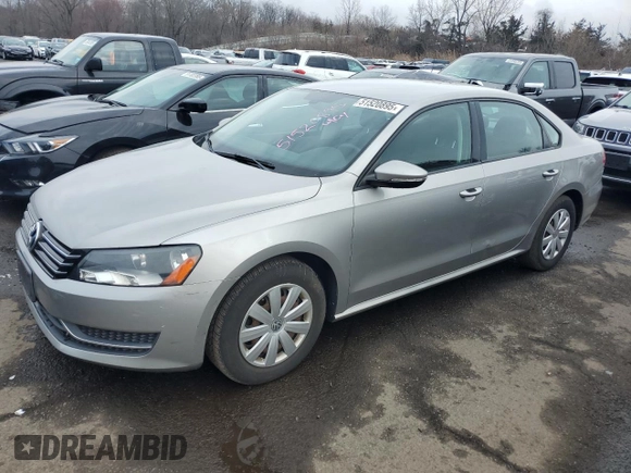 2012 Volkswagen Passat S with VIN 1VWAP7A34CC004439, listed as a Copart auction lot 57139995 with 91,429 mi miles and Salvage title. Bid and sale history available at DreamBid. Image 1.