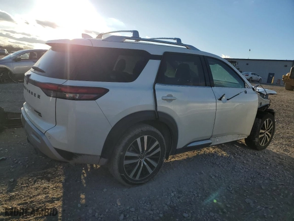 2023 Nissan Pathfinder Platinum with VIN 5N1DR3DK3PC250471, listed as a Copart auction lot 45950135 with 26,574 mi miles and Salvage Title. Bid and sale history available at carsss.com. Image 3.