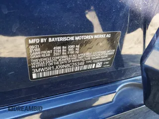 2022 BMW 3 Series 330i with VIN 3MW5R1J09N8C25348, listed as a Copart auction lot 52197805 with 29,370 mi miles and Salvage title. Bid and sale history available at DreamBid. Image 14.