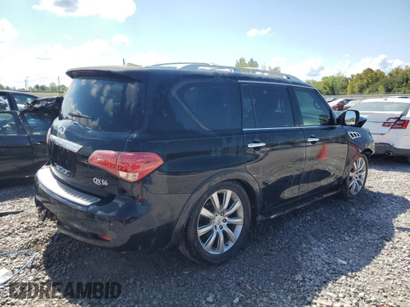 2011 Infiniti QX56 7-passenger with VIN JN8AZ2NE7B9006858, listed as a Copart auction lot 72564294 with 207,325 mi miles and Salvage Title. Bid and sale history available at carsss.com. Image 3.