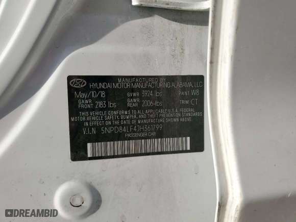 2018 Hyundai Elantra SEL with VIN 5NPD84LF4JH361799, listed as a Copart auction lot 43797695 with 70,373 mi miles and Salvage Title. Bid and sale history available at carsss.com. Image 13.