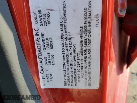 2002 Chevrolet Tracker z VIN 2CNBE13C126918772, wystawiony jako Copart lot #42343685 z przebiegiem Nie podano mil oraz Szkoda całkowita • Salvage title. Historia ofert i sprzedaży dostępna na DreamBid. Obrazek 14.