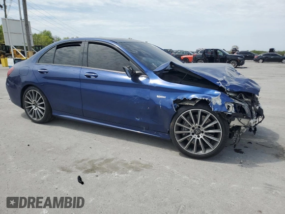 2019 Mercedes-Benz C 43 AMG with VIN 55SWF6EB4KU287626, listed as a Copart auction lot 53647985 with Not provided miles and Salvage title. Bid and sale history available at DreamBid. Image 4.