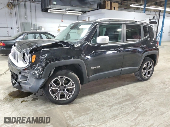2017 Jeep Renegade Limited z VIN ZACCJBDB3HPE39829, wystawiony jako Copart lot #60573295 z przebiegiem 64 038 mil mil oraz Szkoda całkowita • Salvage title. Historia ofert i sprzedaży dostępna na DreamBid. Obrazek 1.