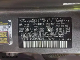 2020 Hyundai Tucson Value with VIN KM8J3CA45LU136535, listed as a IAAI auction lot 41684819 with 39,760 mi miles. Bid and sale history available at carsss.com. Image 9.