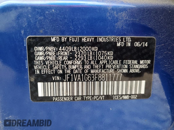 2015 Subaru WRX Limited with VIN JF1VA1G63F8811777, listed as a Copart auction lot 51682605 with 112,324 mi miles and Salvage Title. Bid and sale history available at carsss.com. Image 12.